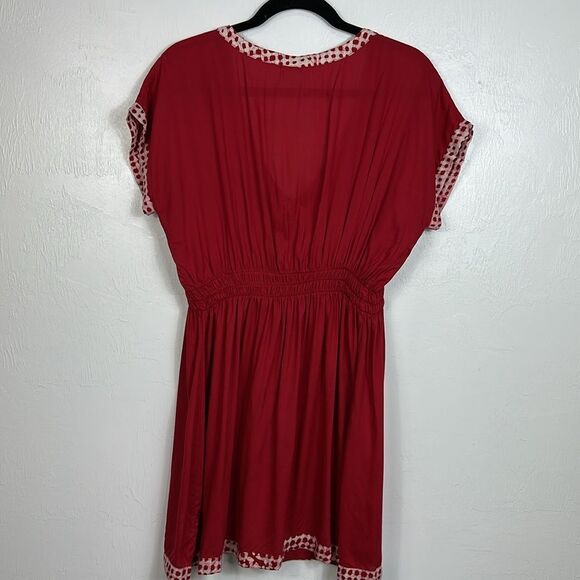 Kozii Red Modal V-Neck Short Sleeve Tunic Size M - Picture 2 of 7